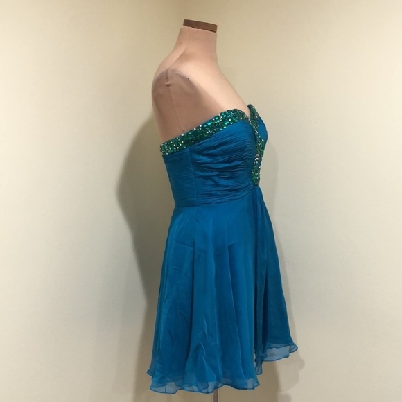 NWOT Sherri Hill Dress Size 8 Blue Cut Out Rhinestones Crystal Style 2944 - Picture 5 of 10